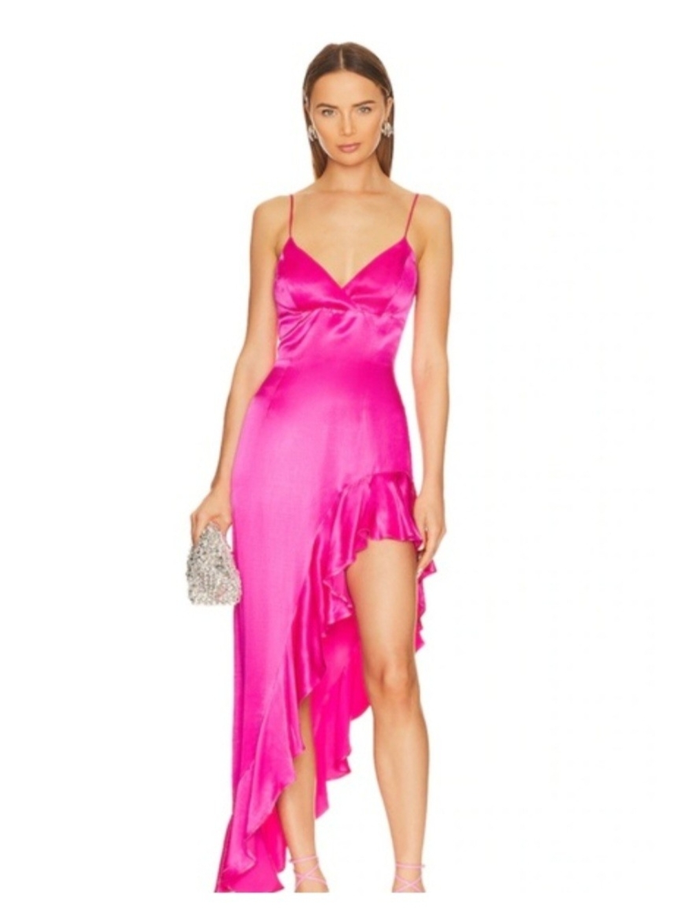 Bardot Hot Pink Asymmetric Slip Flemco Dress